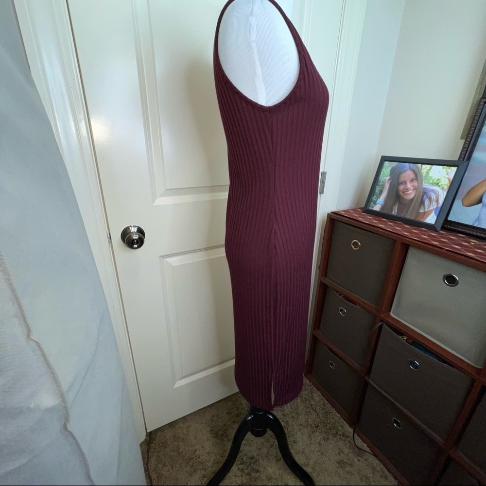 Nine West Ribbed Crewneck Midi Dress Sleeveless Plum Sz S - Picture 8 of 15